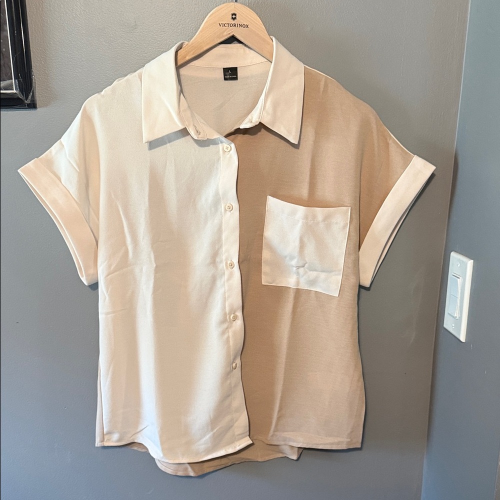 SHEIN Cream Short Sleeve Blouse